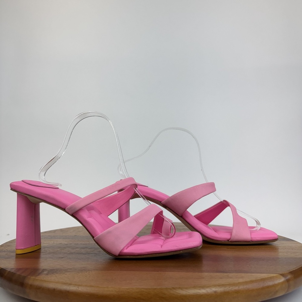 New Womens Oncept Monaco Strappy Slip On Heeled Sandals‎ Pink Slides Size 9.5 M